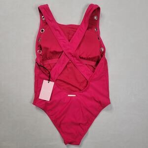 Juicy Couture Barberry One Piece Swimsuit Womens Large High Cut Crisscross